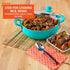 IMUSA USA Tea Caldero (Dutch Oven) with Glass Lid, 2-Quart Ceramic Interior, Teal