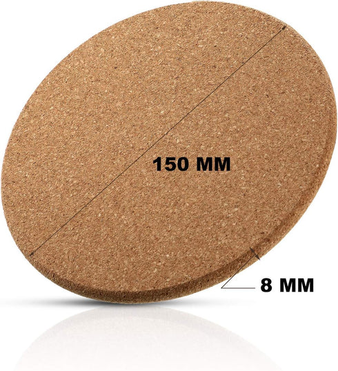 Boao 6 Pcs 6 Inch Round Absorbent Cork Coasters, Wooden Cork Plant Coasters for Home, Drinks Coffee Table Dining