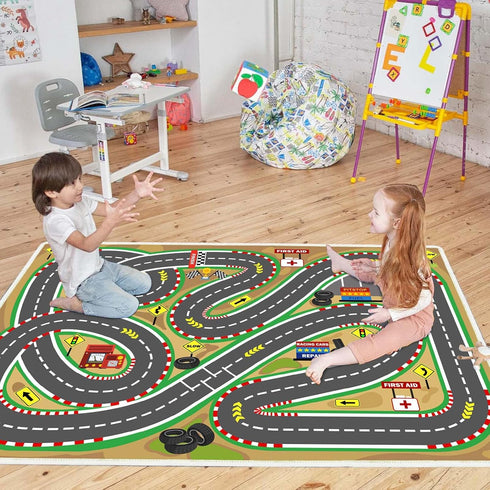 31"x47" Kids Rug Play Mat Soft & Non-Slip Car Rugs City Map Play MatCar Rugs for Kids Toy Cars Race Track for Classroom