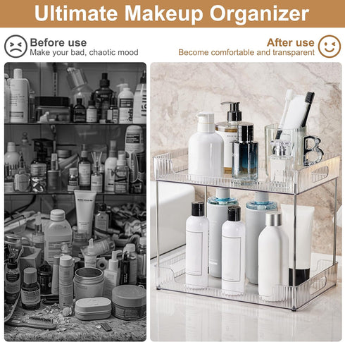 3 Counter A4 Countertop Goderewild Tier Bathroom Organizer, Multi-Purpose Cosmetics Skincare Shelf, Fits Size Makeup