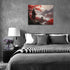 Japanese Bushido Wall Art Red Samurai Pictures Wall Decor Ancient Japan Warrior Canvas Asian Landscape Painting Home Decoration Artwork for Bathroom Bedroom Living Room Office Framed 16"x12"