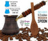 PCZ Series Thickest Solid Copper Engraved/Stamped Turkish Greek Arabic Coffee Pot, 6 fl.oz, Wooden Handle, Antique