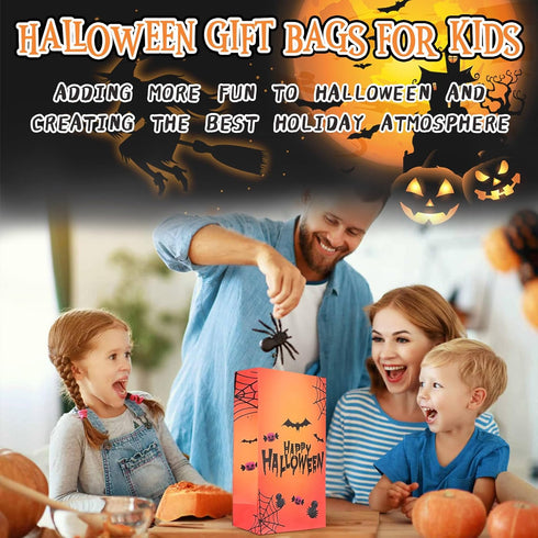 Halloween Treat Bags, 24pcs Paper Treat Bags with Stickers, Perfect for Party Favors and Halloween Gifts