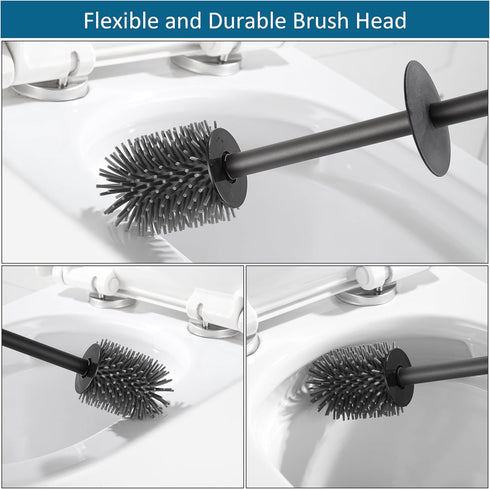 BVL Toilet Brush and Holder Set, Black Freestanding for Bathroom
