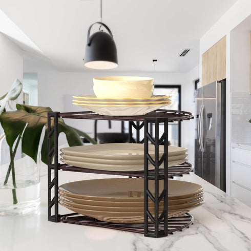 3-Tier Counter Simple Houseware Corner Shelf Organizer, Bronze