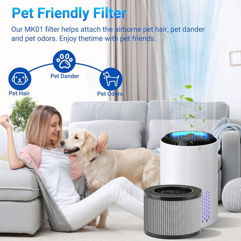 MK01 & MK06 True HEPA Filter Replacement for MK01 MK06, TZ-K1 and DH-JH01 Air Purifier, Smoke Remover Version, 4 Pack