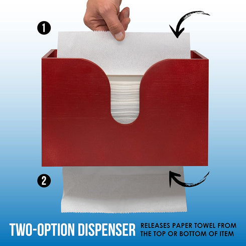 Countertop Bamboo Paper Towel Dispenser, Paper Towel Holder Wall Mount & for Kitchen and Restroom Decor - Holds
