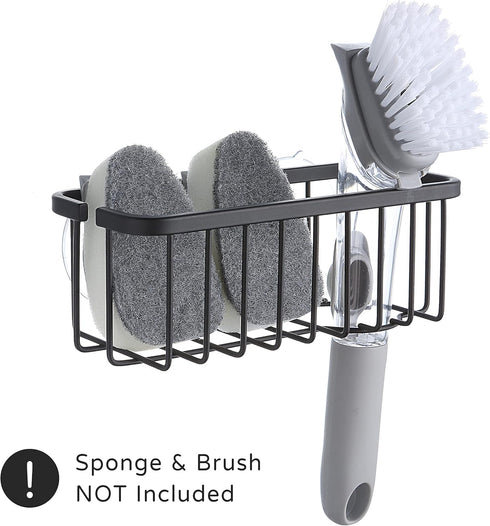 SunnyPoint Deluxe Kitchen & Bathroom Sink Sponge Holder Organizer - NeverRust, Adhesive Mount, 7.4 x 3.3 x 2.75 Inch,