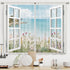 Riyidecor Ocean Beach Coastal Kitchen Curtains, Short Hawaiian Floral Scenery, 2 Panels 27.5Wx39H Inch