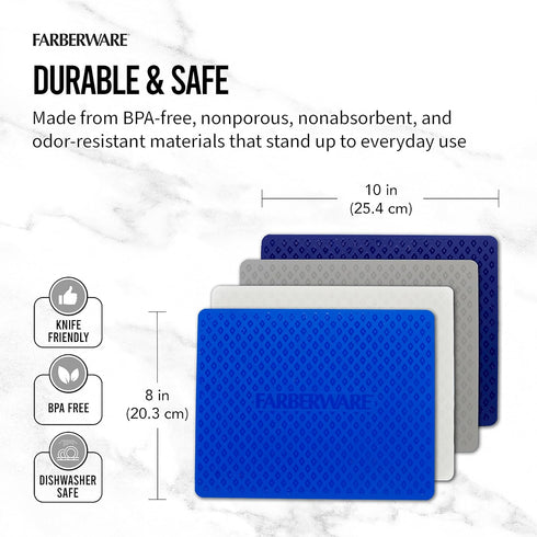 Farberware Flexible Kitchen Cutting Mat Set - Made in the USA, Non-Slip Design, Easy-Care Kitchen Essential, 4-Piece
