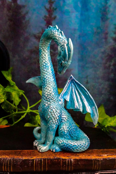 Ebros 5.5" Tall Valentine Cupid Love Blue Dragon Figurine - Romantic Male Dragon Collectible for Dungeons and Dragons