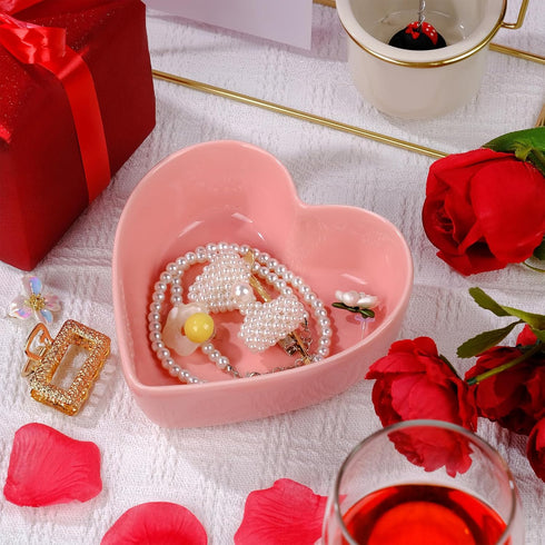 WHJY Cute Heart Shaped Bowls, Red Candy Dish for Valentines Day and Date Night