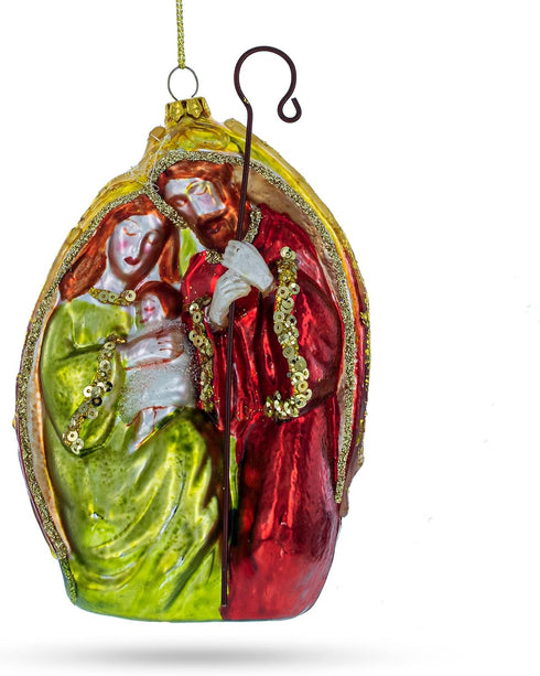 Nativity Scene Blown Glass Christmas Ornament