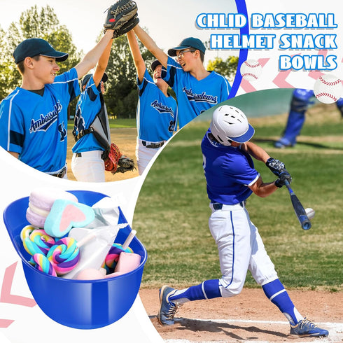 Baseball Helmet Ice Cream Snack Bowl, 8 oz Mini Baseball Cap Bowls for Kids Party (Dark Blue, 18 Pack)