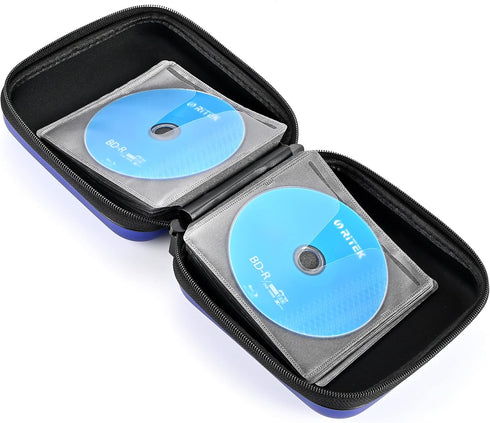 alavisxf xx CD Case, 48 Capacity EVA Protective Blu-ray DVD Case Holder, Portable Zipper Disc Storage Organizer Bag
