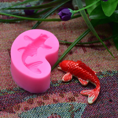 Small Koi Fish Fondant Mold (2.5"x1.4") - MoldFun Carp Sugar Craft Silicone Mold for Cake Decorating