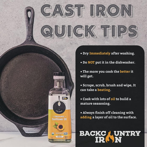 Backcountry Iron 10.5 Inch Square Grill Pan, Medium Pre-Seasoned Cast Iron