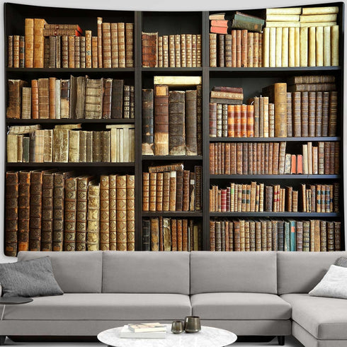 Boziqr 71X60 Inches Vintage Bookshelf Tapestry Wall Hanging Retro Library Hippie Wall Tapestries For Bedroom Living