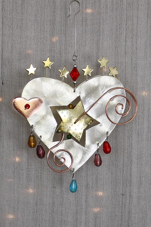 Heart Ornament - Ethically Made, Multicolored, Heart-Shaped Valentine's Day