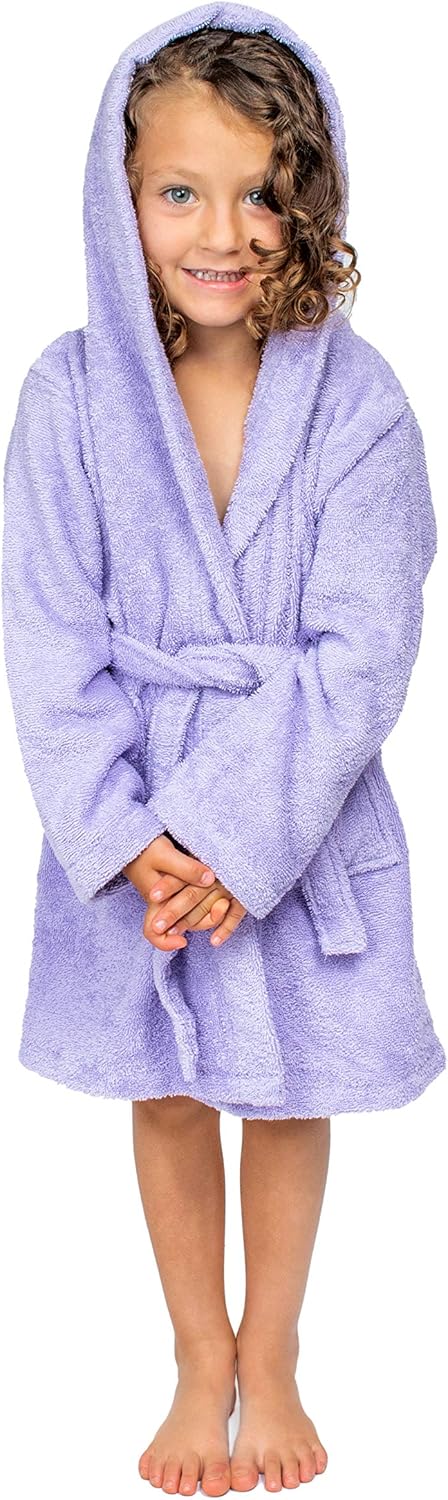 6-8 BAGNO MILANO Kids Organic Turkish Cotton Hooded Beach Cover-Up Towel, GOTS Certified, for Boys and Girls (Purple