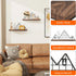Set 2 Homode Floating Shelves, of Mountain Wall Shelves, Rustic Wood Display Storage Shelf with Metal Wire, Geometric