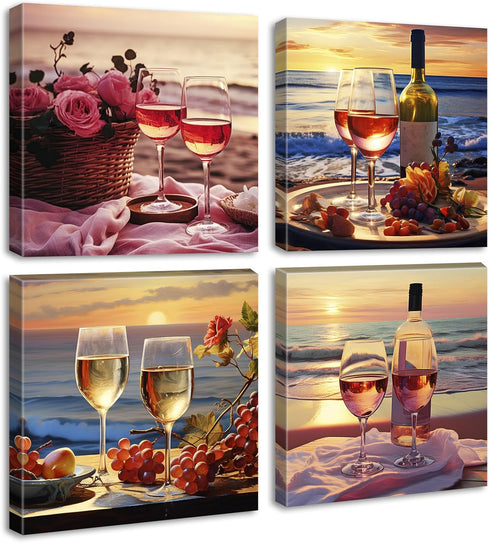Kitchen Decor Dining Room Wall Art Wine Glass Still Life Fruit Goblet