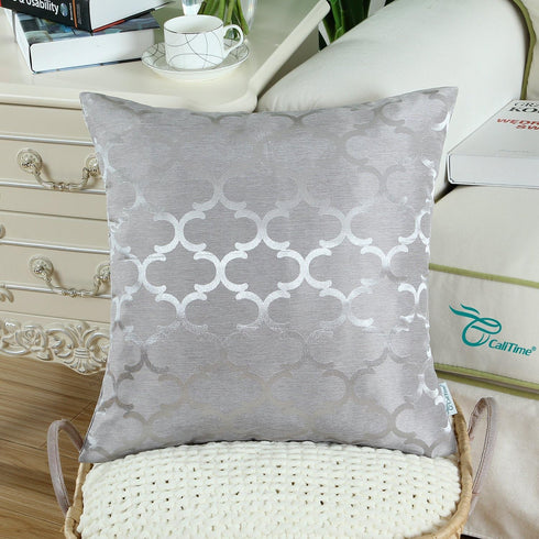 CaliTime 2 Pack Cushion Covers Throw Pillow Cases for Home Sofa Couch Modern Quatrefoil Accent Geometric 20 X 20 Inches
