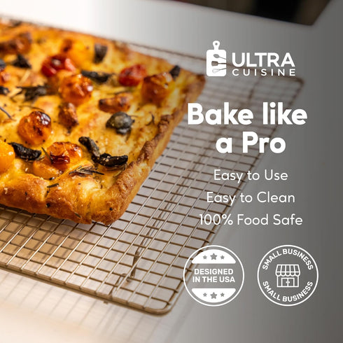 Ultra Cuisine Heavy Duty Cooling Rack, 11.5" x 16.5", 100% Stainless Steel for Cooking and Baking