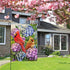Welcome Summer Cardinal Red Birds Garden Flag, Hydrangea Flowers Outside Decor, 12 x 18 Double Sided Burlap Decoration