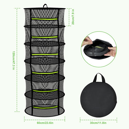 (6 MEKOLIFE Herb Drying Rack with Mesh Design, Hanging Drying Rack with Green Zipper & Garden Pruning Shears Versatile
