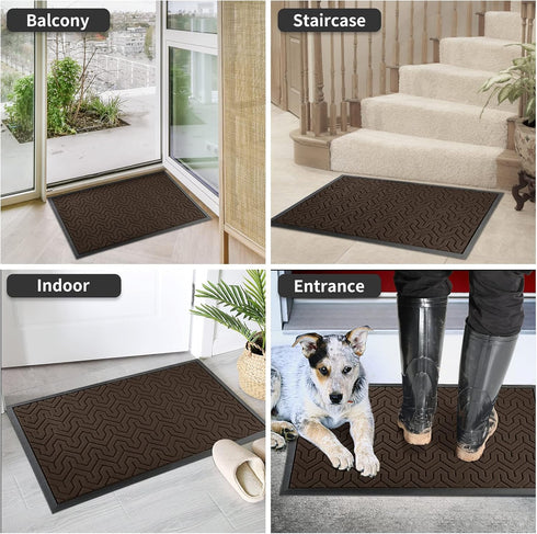 Yimobra Door Mat, Heavy Duty Non-Slip Outdoor Indoor Doormat, 29.5 x 17 Inch, Brown, Easy to Clean