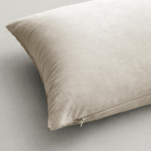 MIULEE 24x24 Inch Velvet Pillow Covers, Set of 2 Cream White Decorative Pillows for King Bed