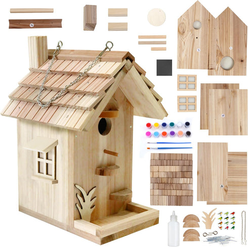 Rioychan Wooden Birdhouse Kit for Adults to Build, DIY Bird House Craft Kits