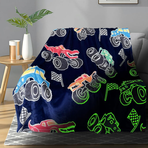 TEHALK Monster Truck Blanket for Boys/Girls/Kids/Toddler/Baby, Monster Truck Toys for Boys Age 3-12,