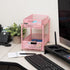 Mind Reader 2 Tier Accessory Organizer, Metal Mesh Supply Storage for Office, Kitchen, Makeup Crafts, Pink, 8" L x
