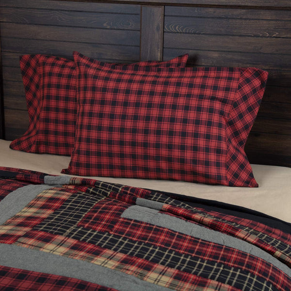 VHC Brands Rustic & Lodge Bedding, Cumberland Red Cotton Pillow Case Set, Standard (20 x 30 inches), Chili Pepper