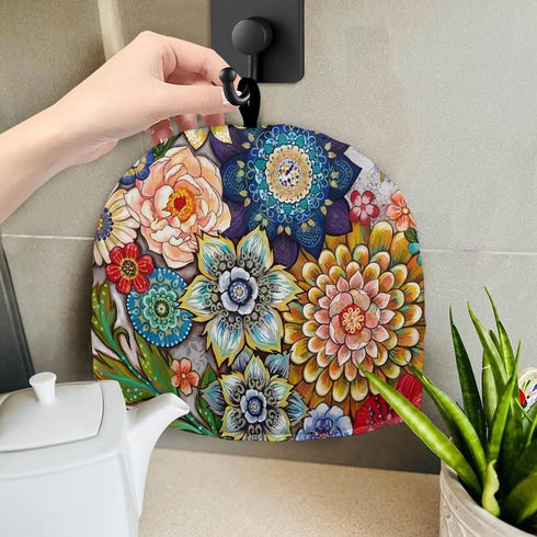 Mandala Large Tea Cozy for Teapot, Insulated Dust Cover, Lightweight Handmade Tea Pot Decor