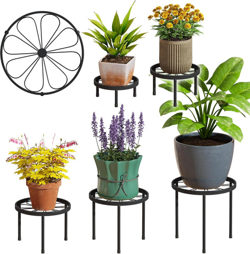 5 Pack Metal Plant Stand Indoor Outdoor Heavy Duty Plant Stands Anti-Rust