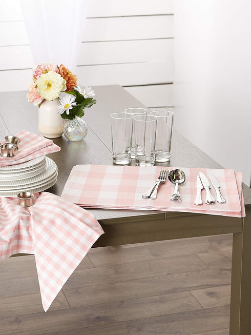 DII Pink Gingham Check Tabletop Collection, Placemat Set