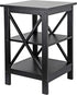 Nouva 3 16 16 Inch Square Side Table with Storage Tier Small End Table x Wooden X-Design Table Nightstand for Living