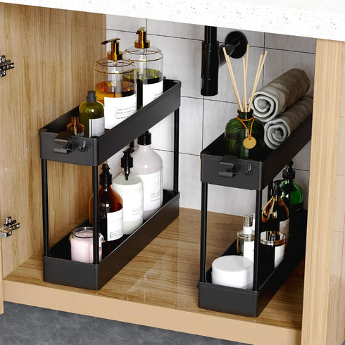 SPACEKEEPER Slim Rolling Storage Cart, 4 Tier Bathroom Organizer Mobile Shelving Unit for Kitchen, Bathroom, Craft,