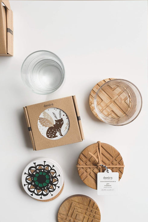 Now Designs Ceramic 4 Shadowvale Coaster Set, Multicolor