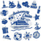 Happy Anniversary Cruise Door Magnets, Blue Silver Magnetic Decorations for Wedding Party, Refrigerator Decor