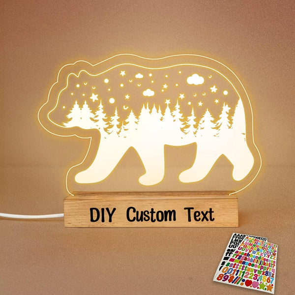 Personalized Night Light for Baby Kids, Custom DIY Name Bear Led Lamp