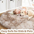 5Ft Amdrebio Tie-Dyed Beige Tan Round Circle Area Rug for Bedroom, Fluffy Plush Shag Furry Rugs for Kids Room, Living