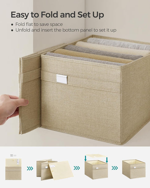 SONGMICS Extra Large Storage Baskets, Set of 2, 30L Fabric Storage Cubes, 15.7 x 11.8 x 9.8 Inches, Sand Beige