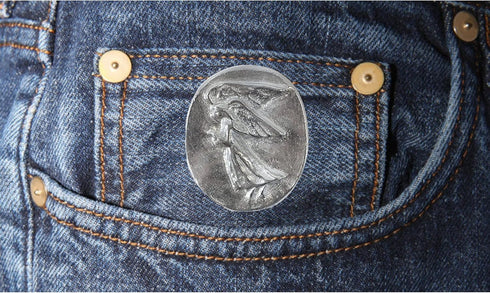 Pocket Guardian Angel Healing Pack, Includes Opalite Angel Figurine, Angel Token Coin, Serenity Prayer Card