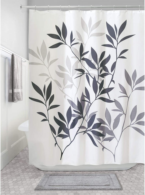 InterDesign 35620 Shower Curtain, 72 in W X 72 in L, Neutral Black/Gray