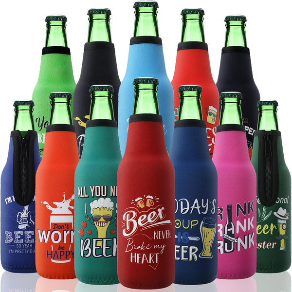 Summer Beer Bottle Insulator Sleeve with Zipper Neoprene Insulated Bottle Jackets Keep