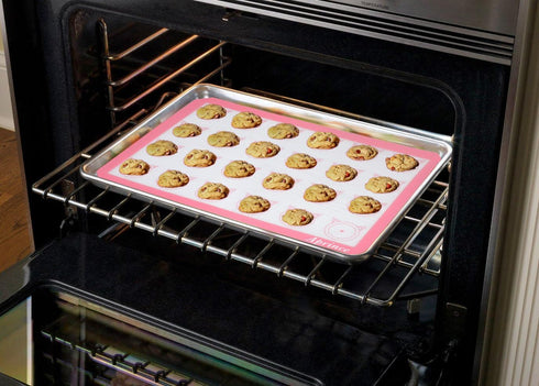 Aprince 2 Pack Silicone Baking Mats, Non-Stick Pastry Mat Pink 16.5x11.8x0.09 inch, Silicone Baking Mat Set